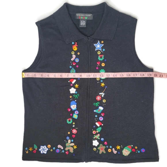 Hampshire studio SNOW winter zip up Christmas themed vest size large. - Picture 5 of 6